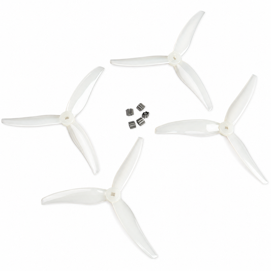 Gemfan Super Light 5130 PC 3 Blade Milk White Propeller Set (2CW+2CCW) with M5 & T-Mount Adapters
