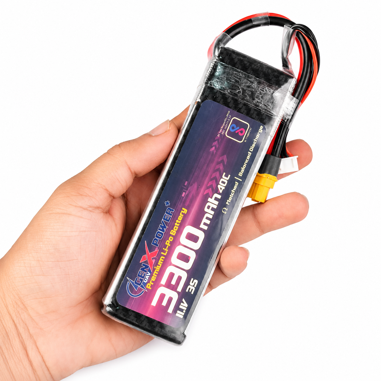 GenX 11.1V 3S 3300mAh 40C LiPo Battery Held in Hand