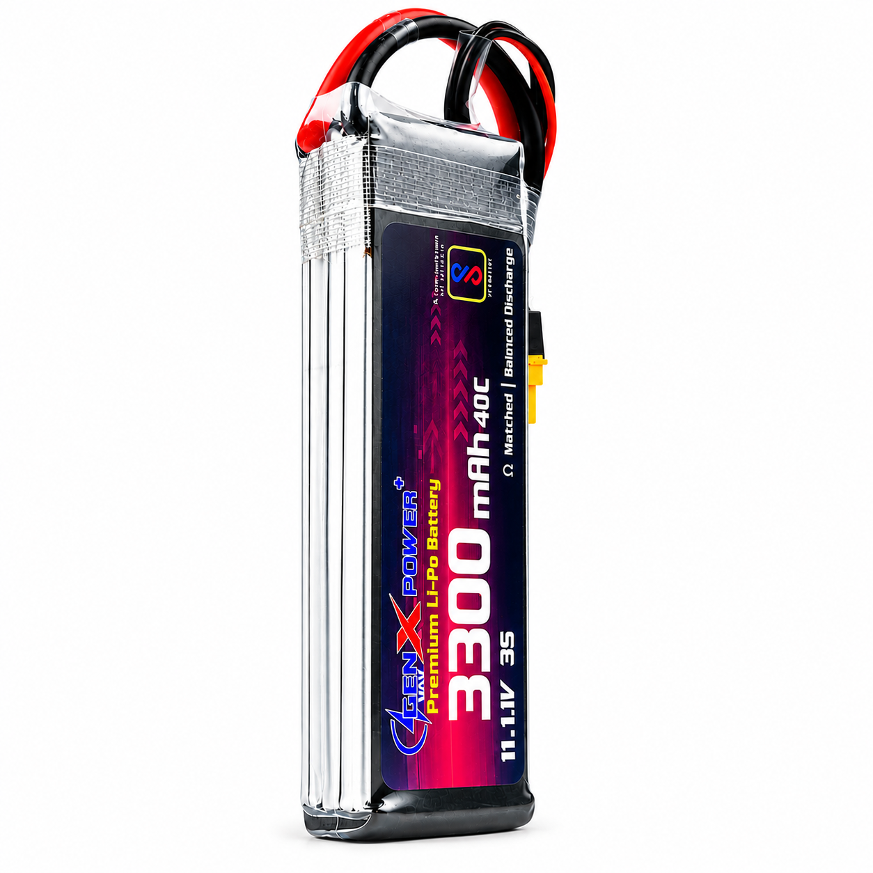 Side View of GenX 11.1V 3S 3300mAh 40C LiPo Battery