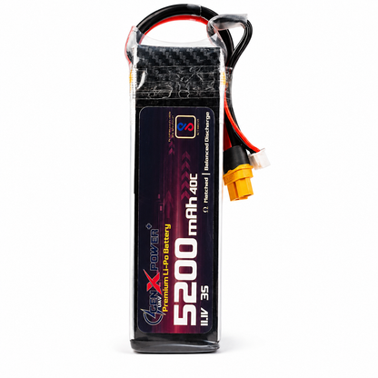 Front view of GenX 11.1V 3S 5200mAh 40C LiPo battery