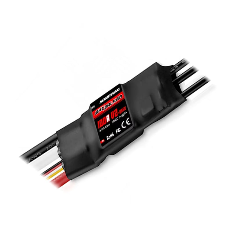 Angled View of Hobbywing Skywalker 100A V2 UBEC Brushless ESC for RC Aircraft