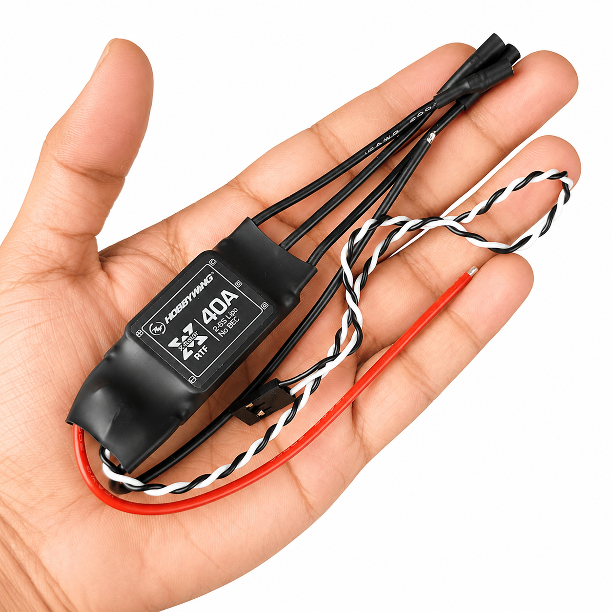 Hobbywing X-Rotor 40A brushless ESC held in hand