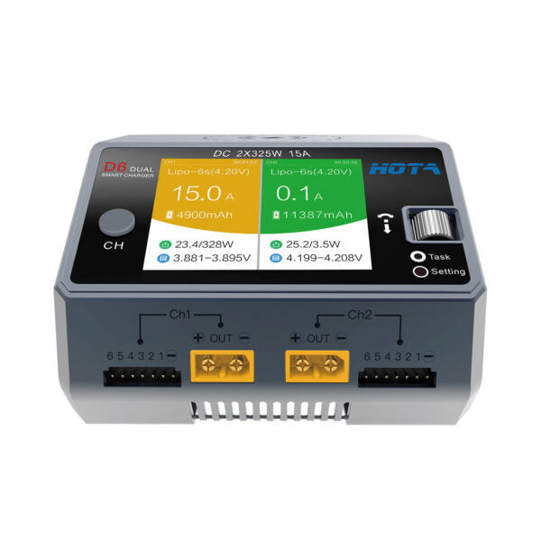 HOTA D6 touchscreen charging interface and battery monitoring display