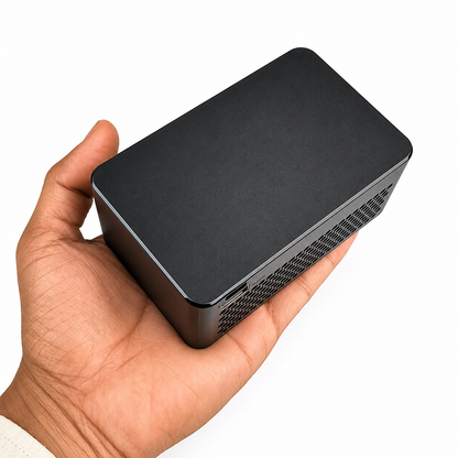 HOTA T240 240W power supply shown in hand for size reference