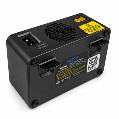Top specification label view of HOTA T240 power supply