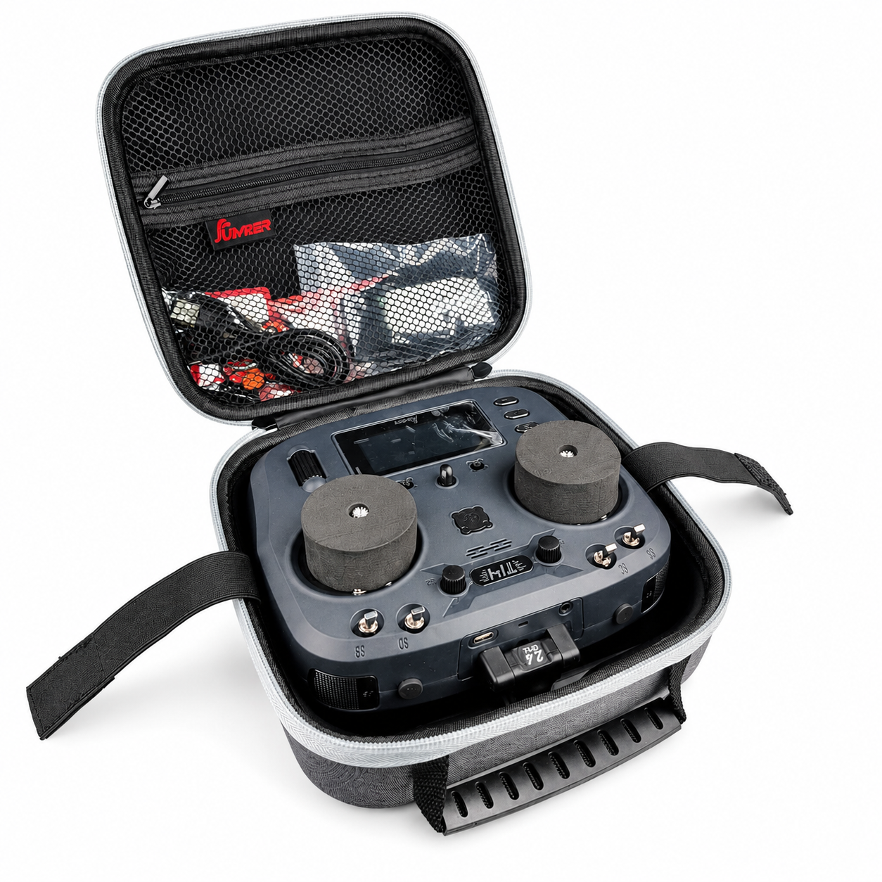 Jumper T14 radio controller stored inside premium carrying case