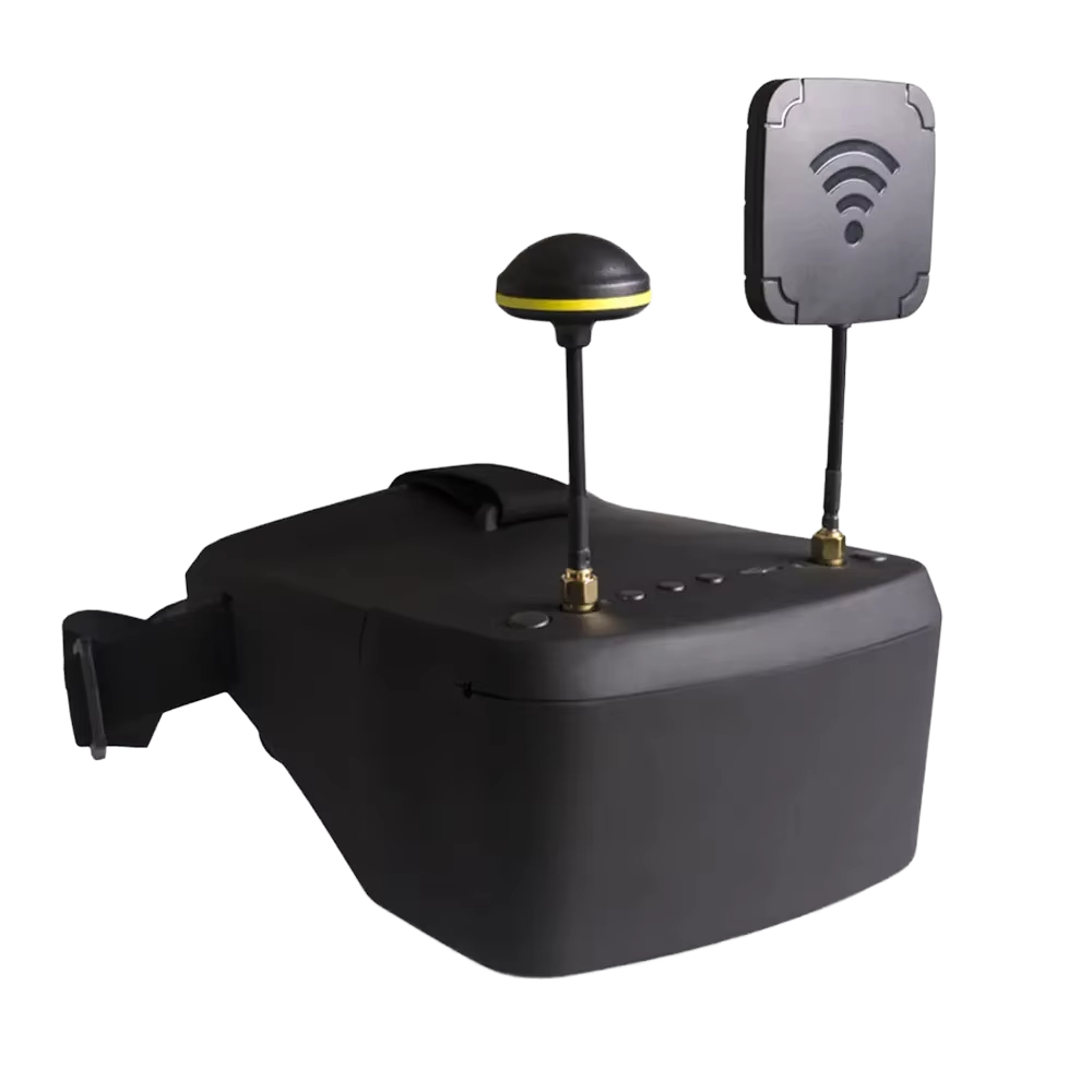 LS-800D FPV Goggles Rear View with SMA Antennas