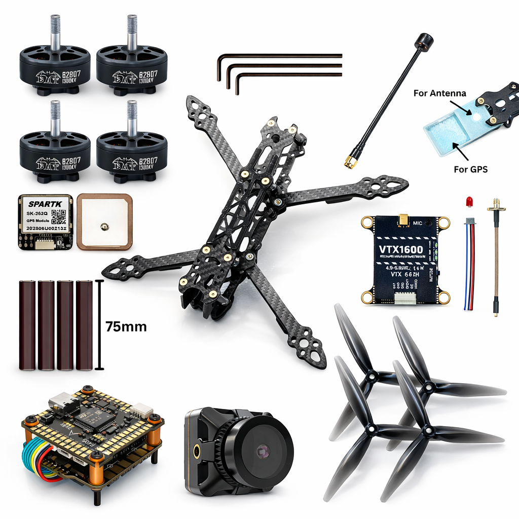 Mark4 7 inch analog FPV drone kit with frame motors electronics and accessories
