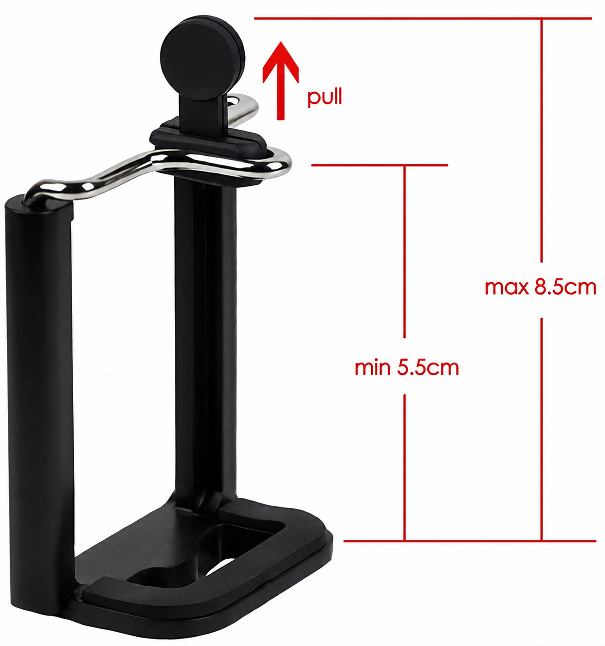 Metal phone holder with 1/4 inch tripod mount