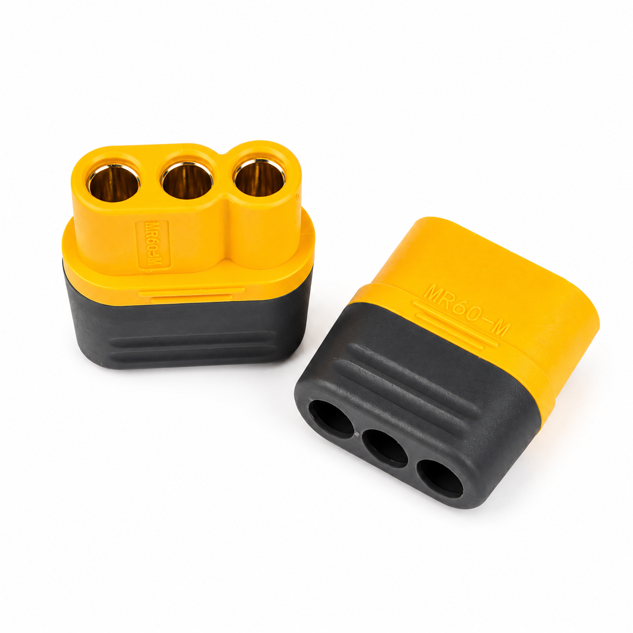 Close-up of Amass MR60 gold plated connector contacts.