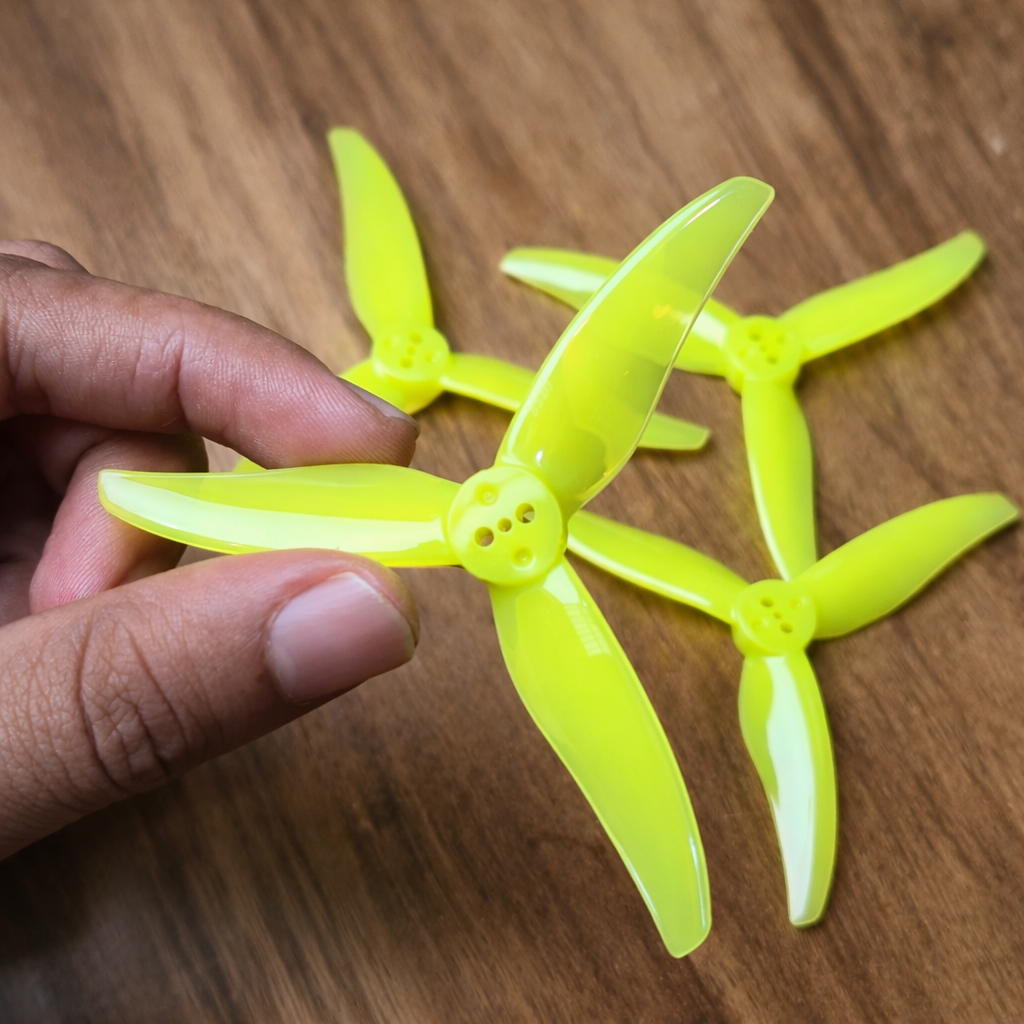 Angled view of Orange HD 3016 PC 3 Blade Propeller