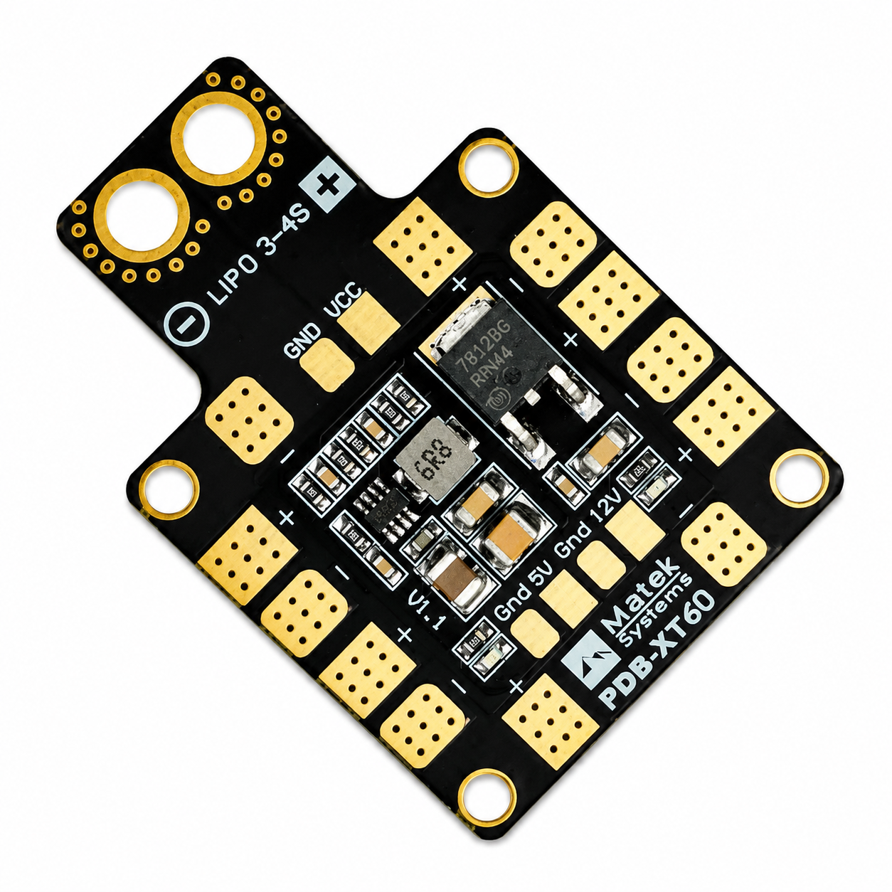 Drone PDB with regulated 5V and 12V outputs