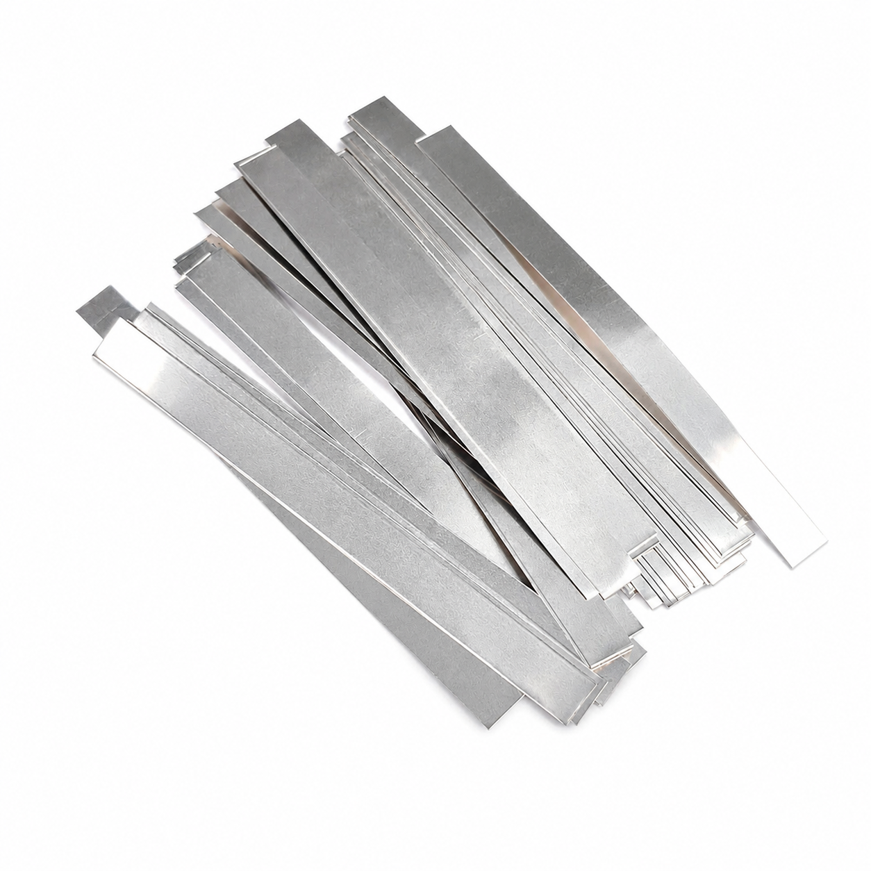 Close Up of 0.15 x 8 x 100 mm 99.96% Pure Nickel Strip for Battery Packs