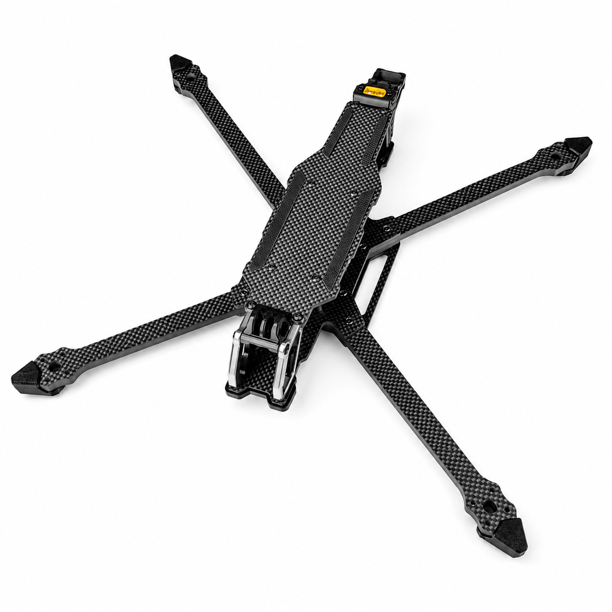 Angled view of PXRC 10 Inch Carbon Fiber FPV X Frame