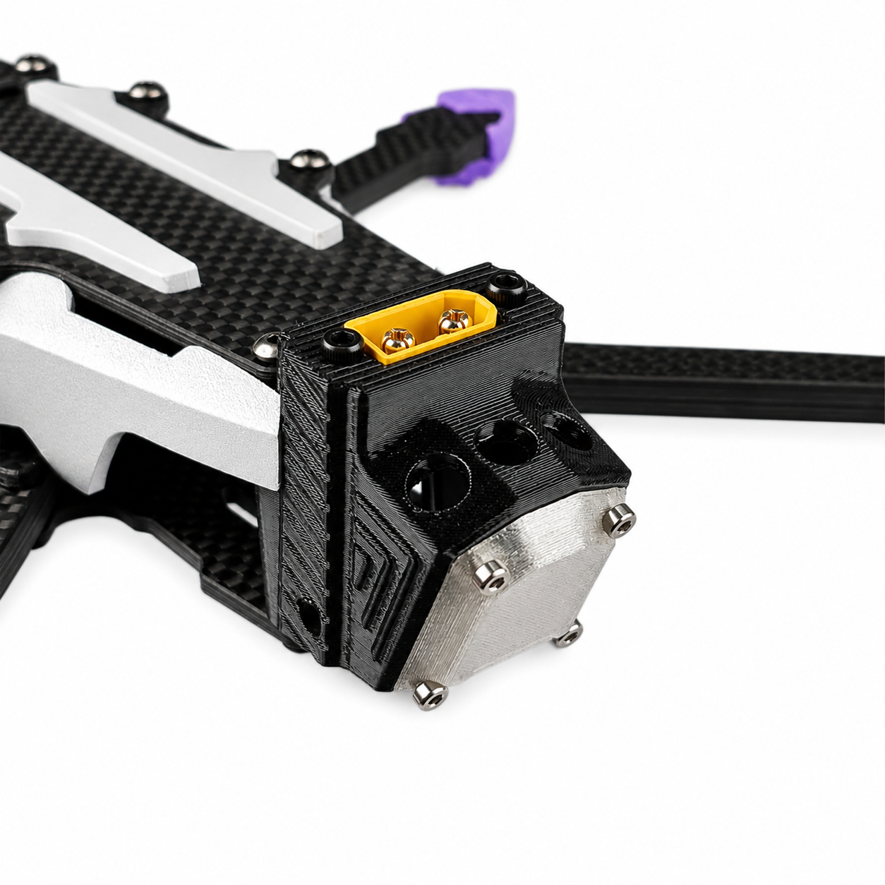 Close-up of PXRC 5 Inch Carbon Fiber FPV Drone XT60 Battery Mount