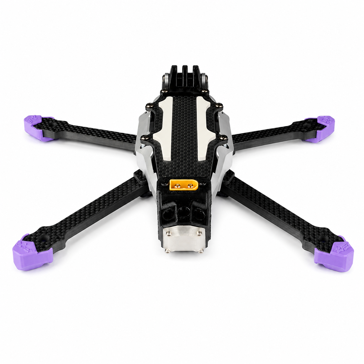 Bottom view of PXRC 5 Inch carbon fiber FPV drone frame kit.
