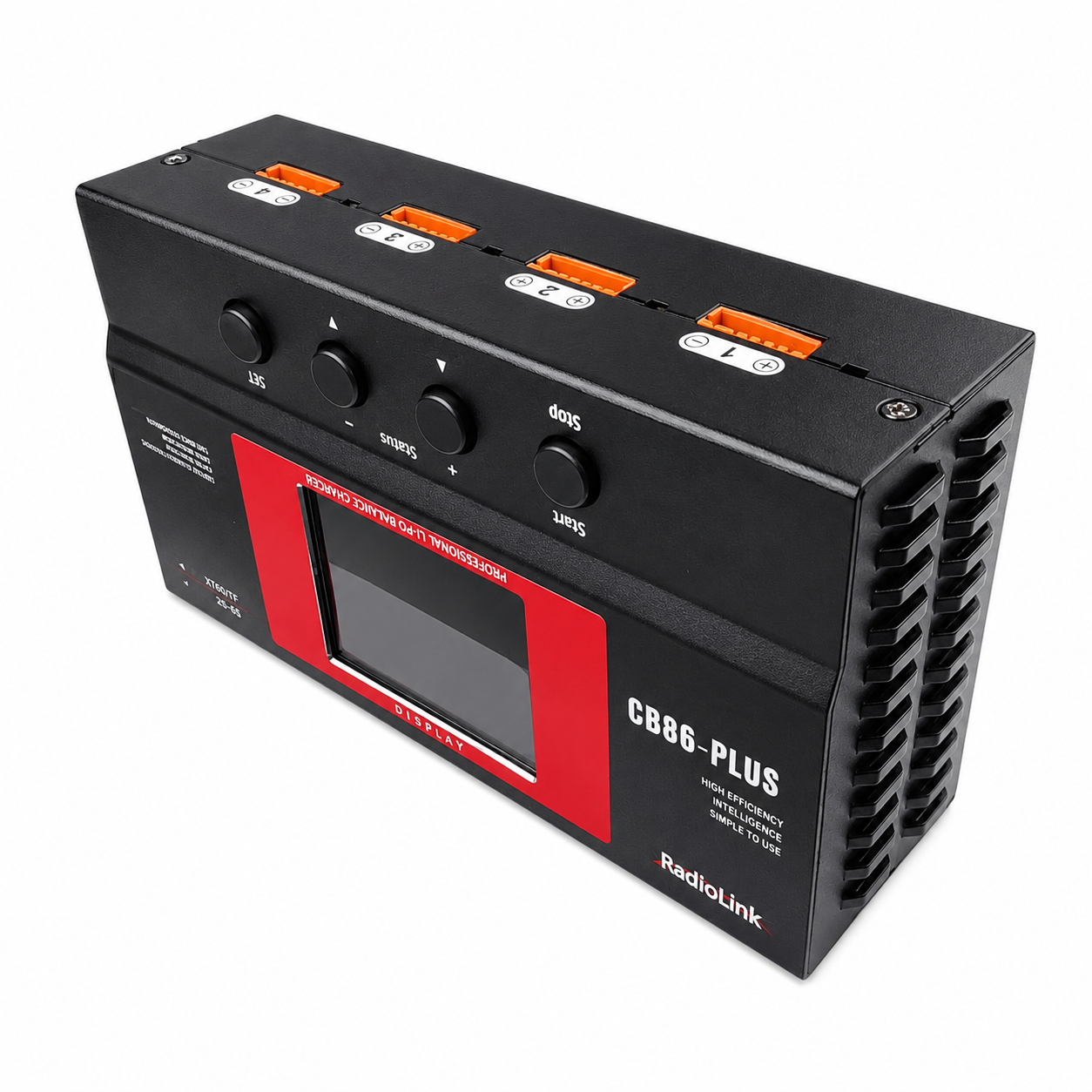 Angled view of Radiolink CB86-PLUS precision charger