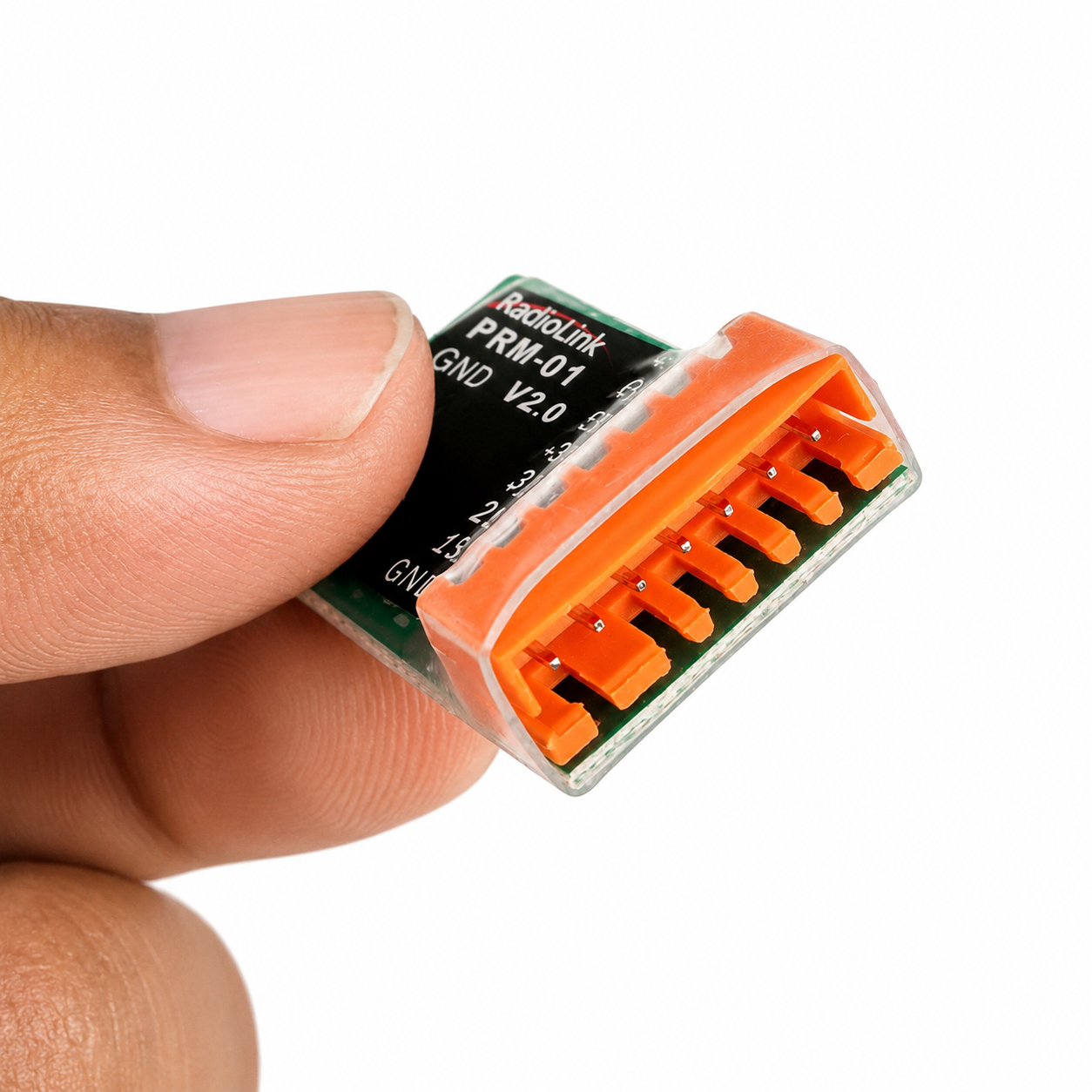 Close-up of Radiolink PRM-01 telemetry module connector pins