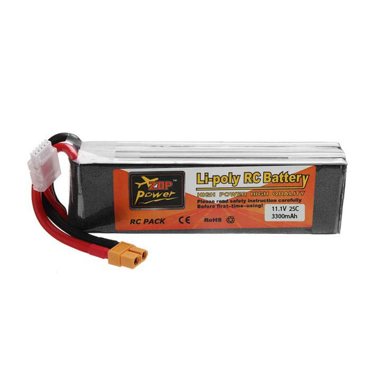 11.1V 3300mAh 3S 25C Lipo Battery With XT60 Plug (Brand ZOP Power).