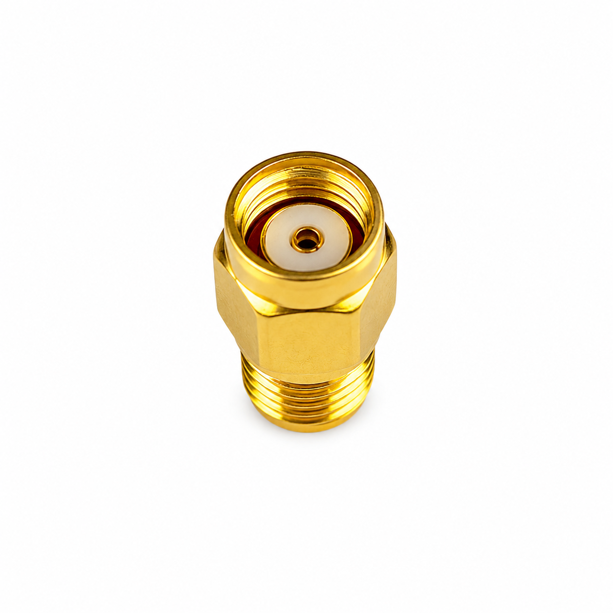 RPSMA male to RPSMA female adapter front view