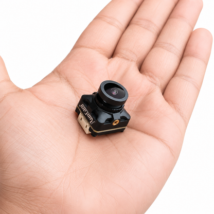 RunCam Robin 3 FPV camera shown in hand for size comparison