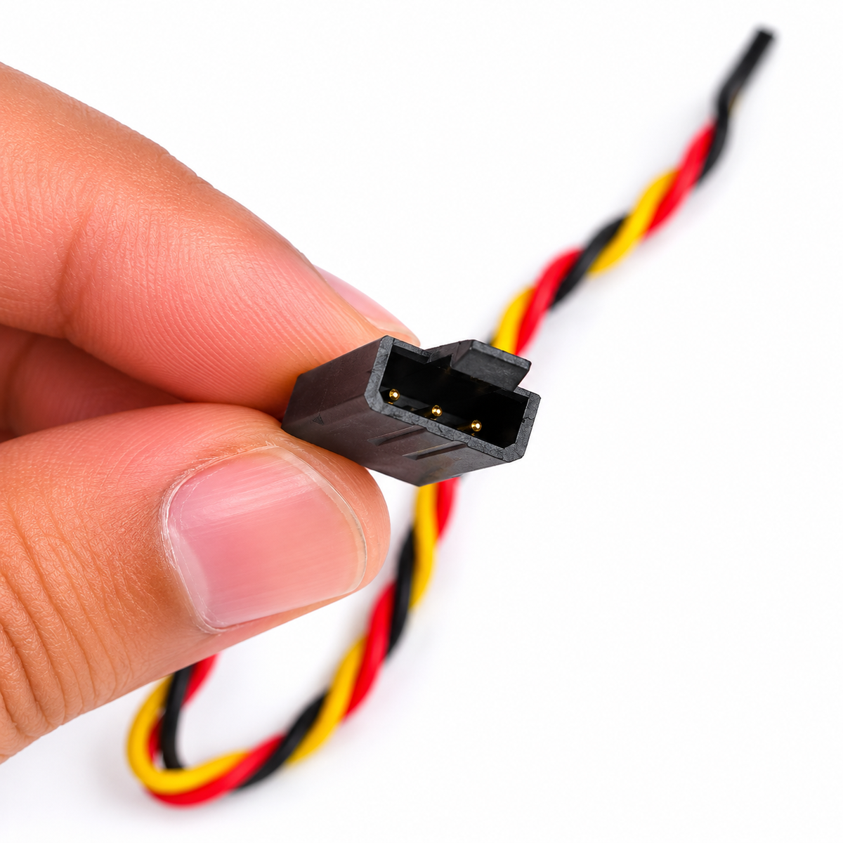 Close-up of SafeConnect 15CM twisted servo extension wire