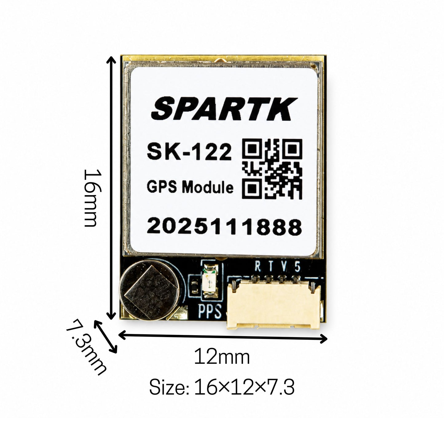 SPARTIK SK-122 Compact M10 GPS Module size comparison with other SPARTIK GNSS modules