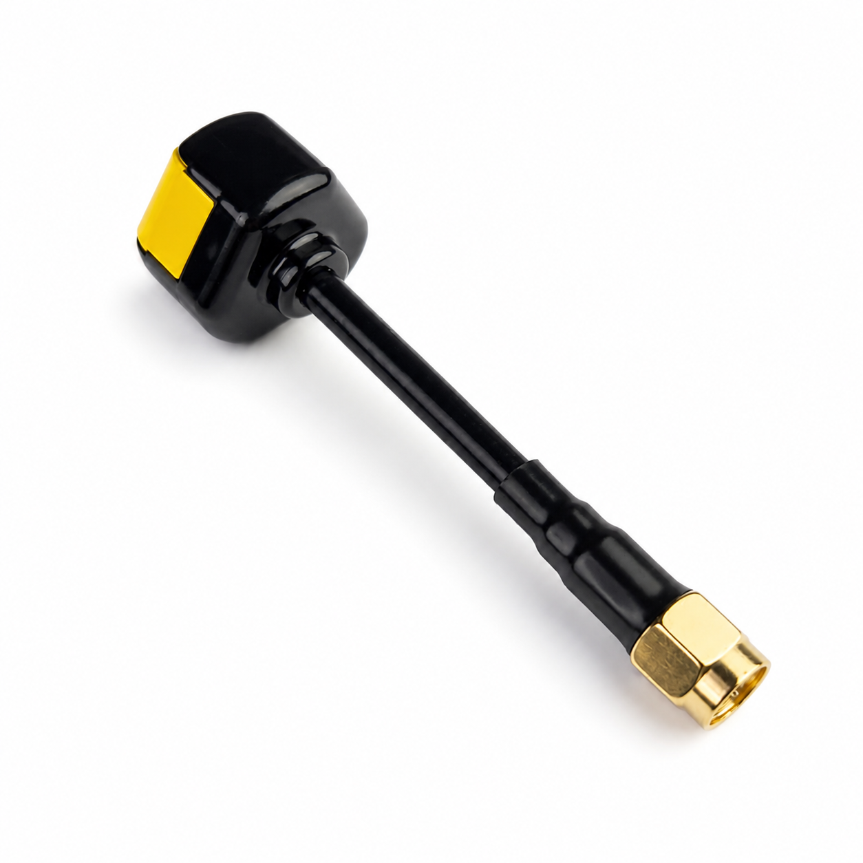 Close-up of SMA connector on SpeedyBee 5.8GHz FPV antenna