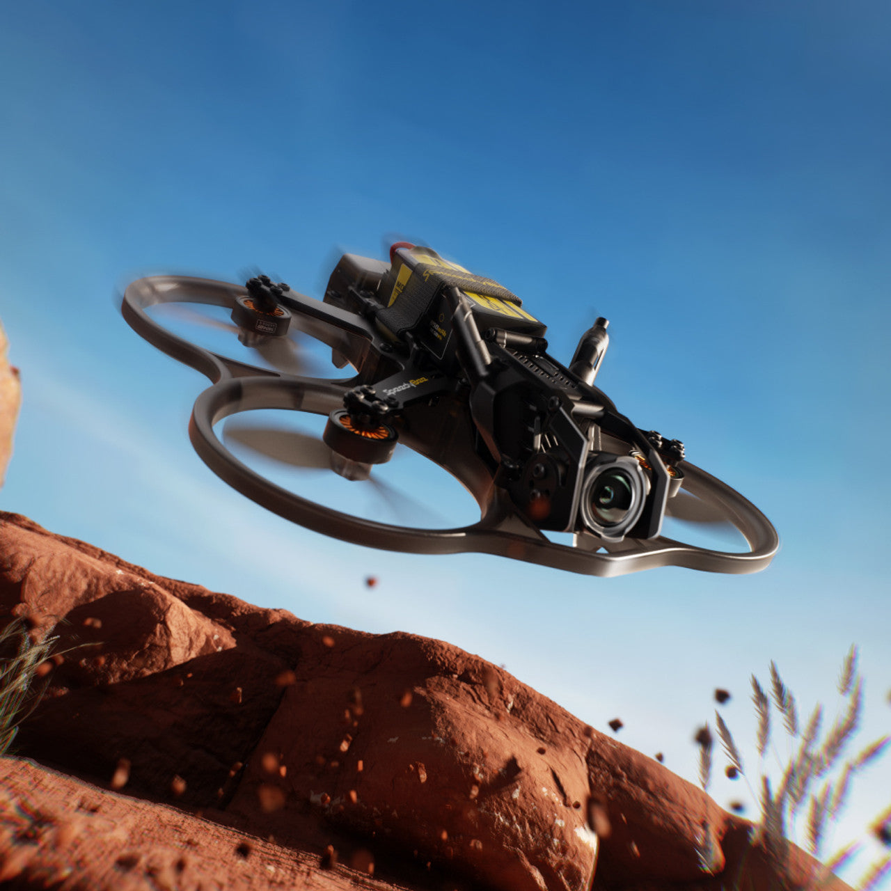 Side angle view of SpeedyBee Bee25 cinewhoop FPV drone