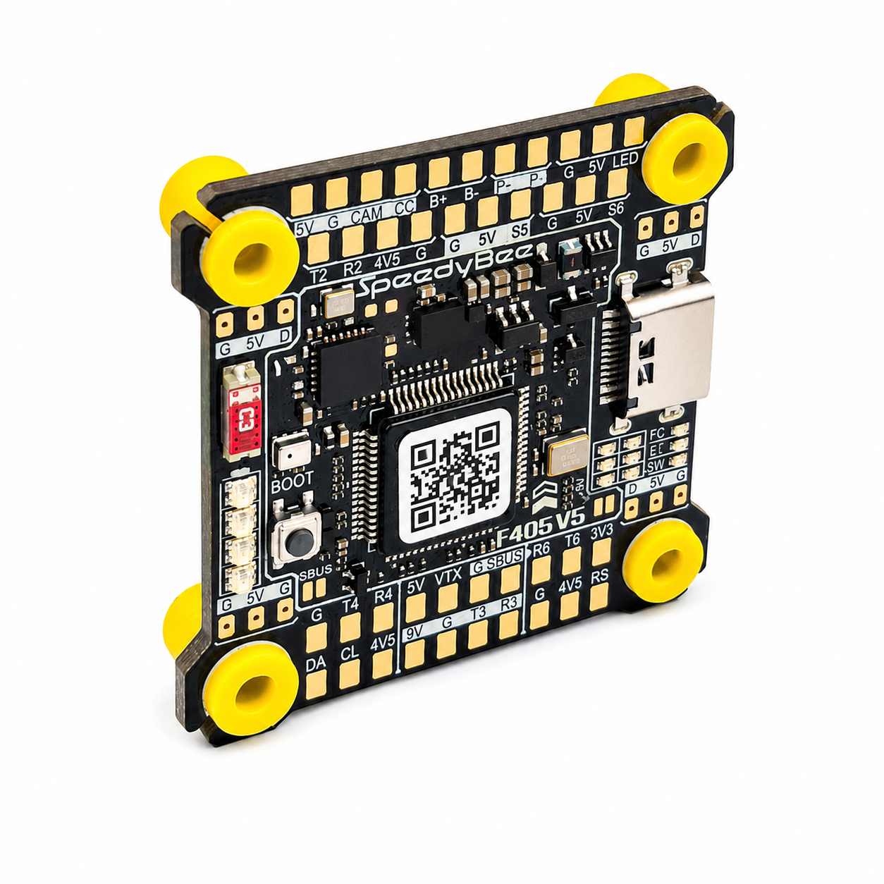 Side view of SpeedyBee F405 V5 Flight Controller for FPV drone builds
