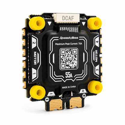 Front close-up view of SpeedyBee F405 V5 OX32 55A 4 in 1 ESC for FPV racing and freestyle drones