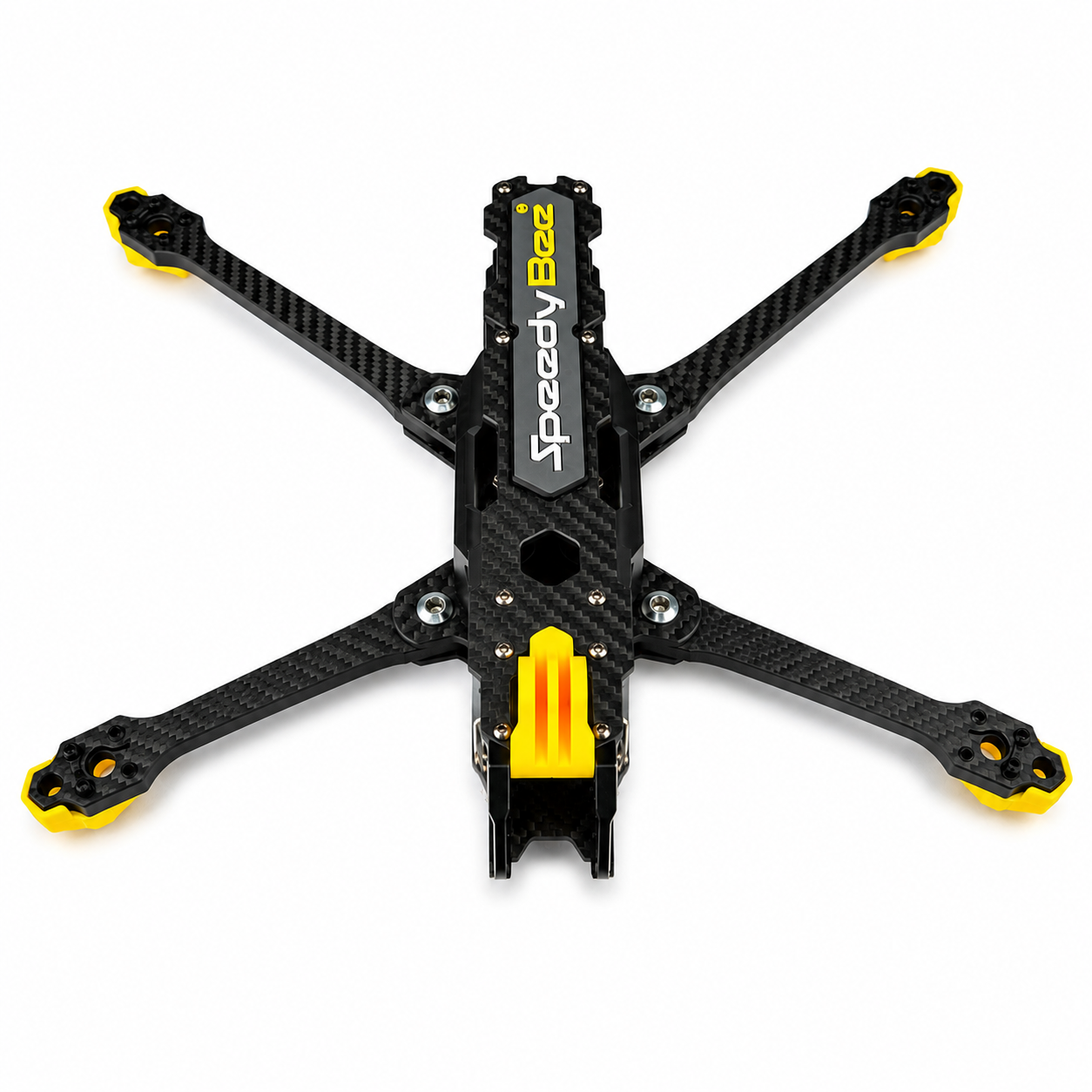 Diagonal view of SpeedyBee Mario Fold 8 DC foldable carbon fiber frame