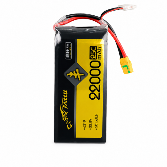 Tattu 22.2V 22000mAh 6S 25C LiPo Battery with AS150 XT150 Connector Front View