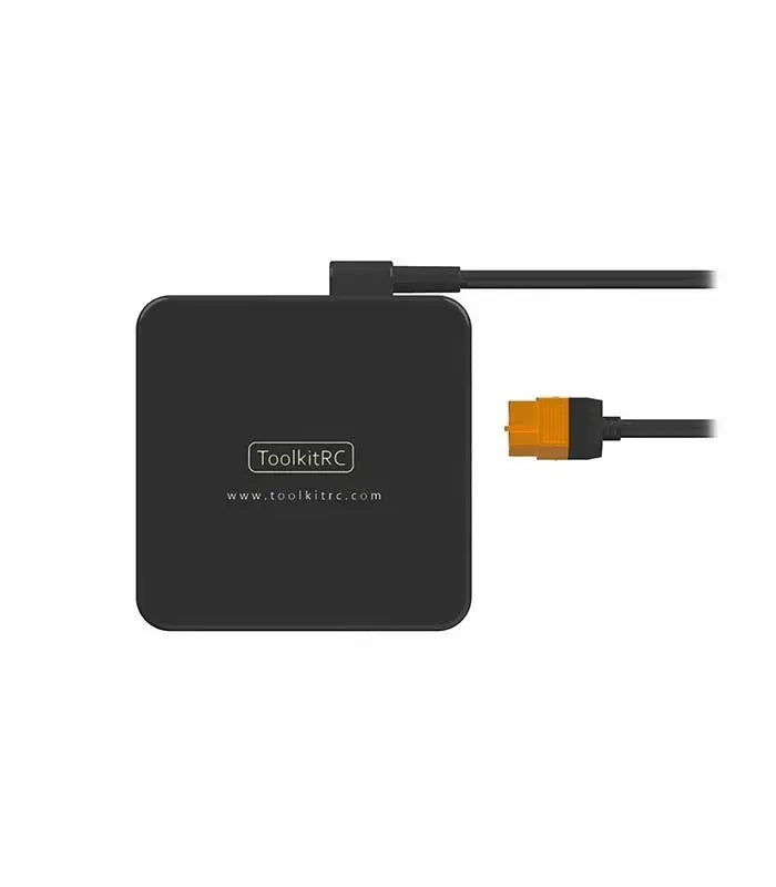 ToolkitRC ADP100 power adapter front view with XT60 connector