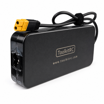 Angled view of ToolkitRC ADP200 200W power supply