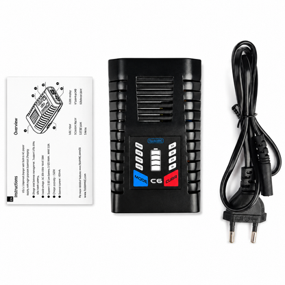 ToolkitRC C6 charger package contents with accessories and power cable