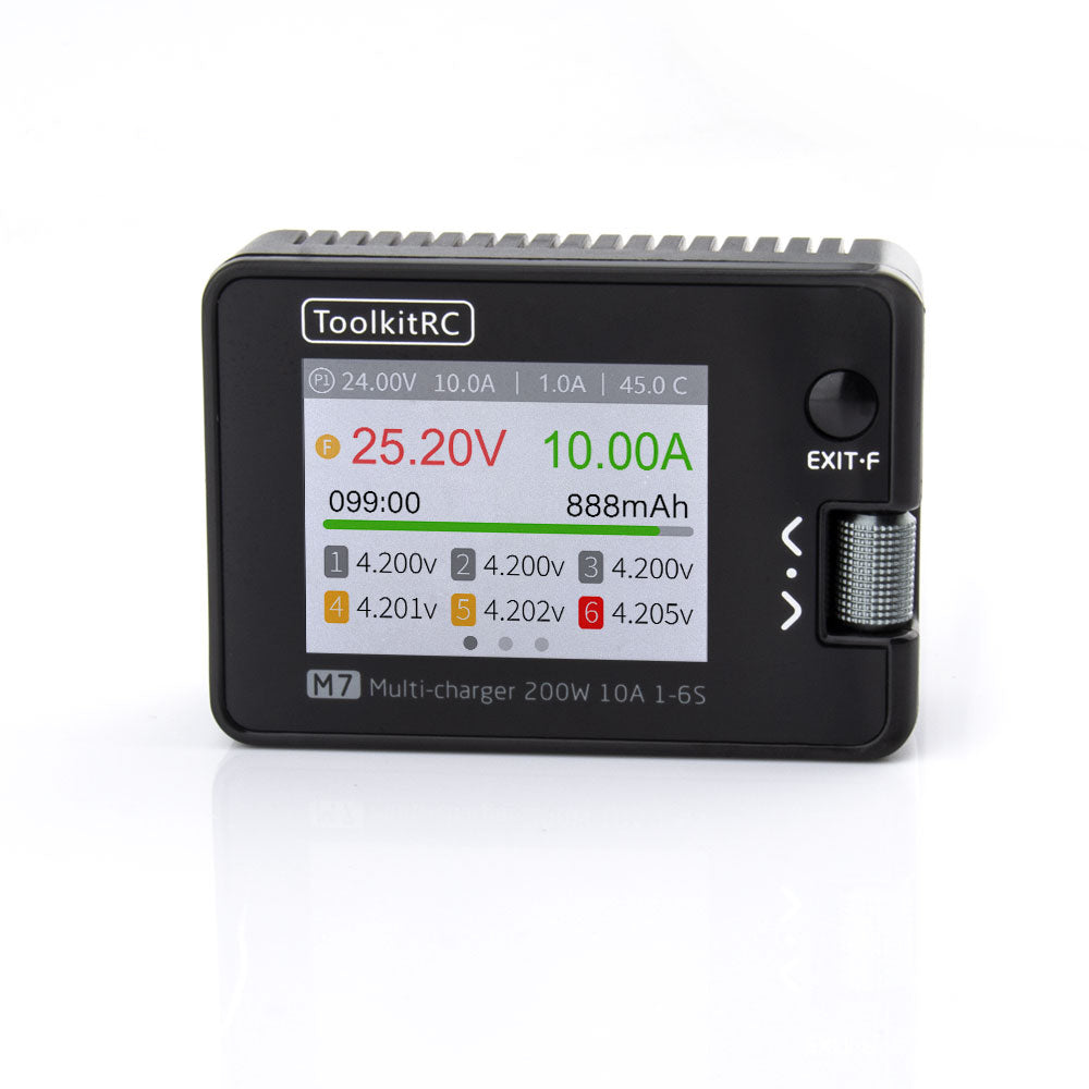 Front display view of ToolkitRC M7 smart charger