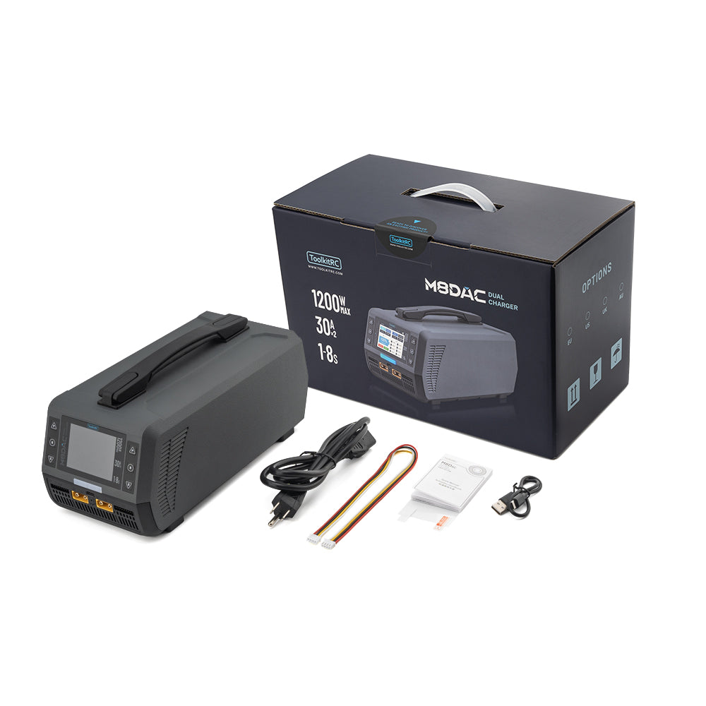 ToolkitRC M8DAC charger package contents and accessories