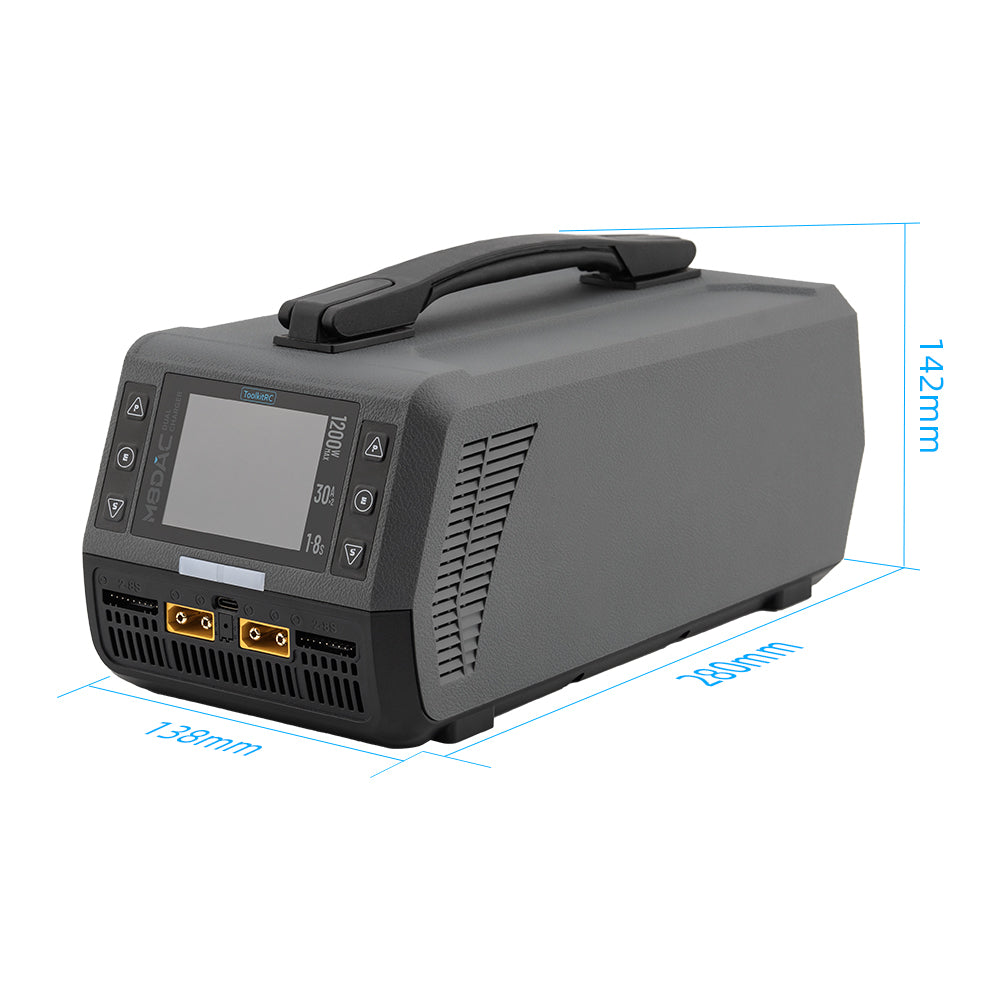 Rear angled view of ToolkitRC M8DAC smart charger