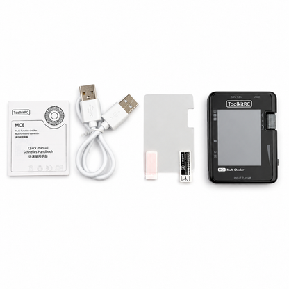 ToolkitRC MC8 battery checker package contents and accessories