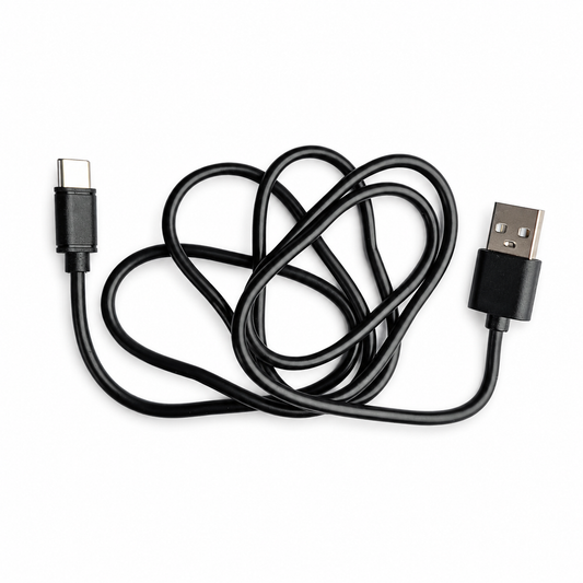 USB A to USB Type-C Charging and Data Cable Black Front View
