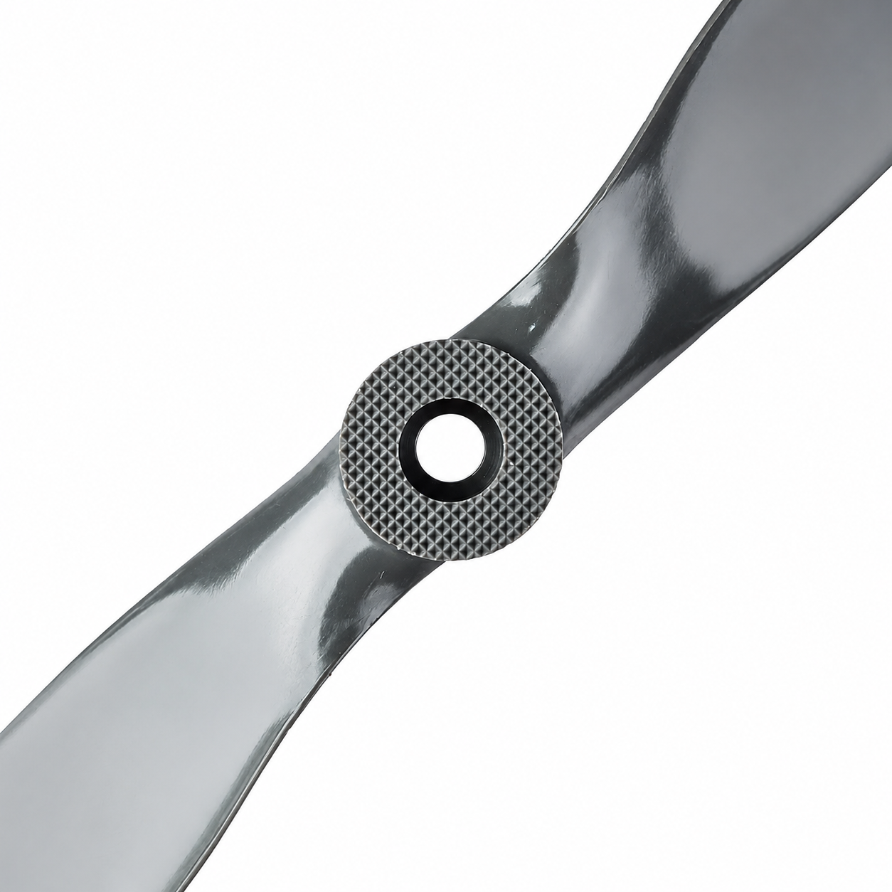 Close-up of the Vortex 10×7E glass fiber nylon propeller hub with reinforced mounting hole design.