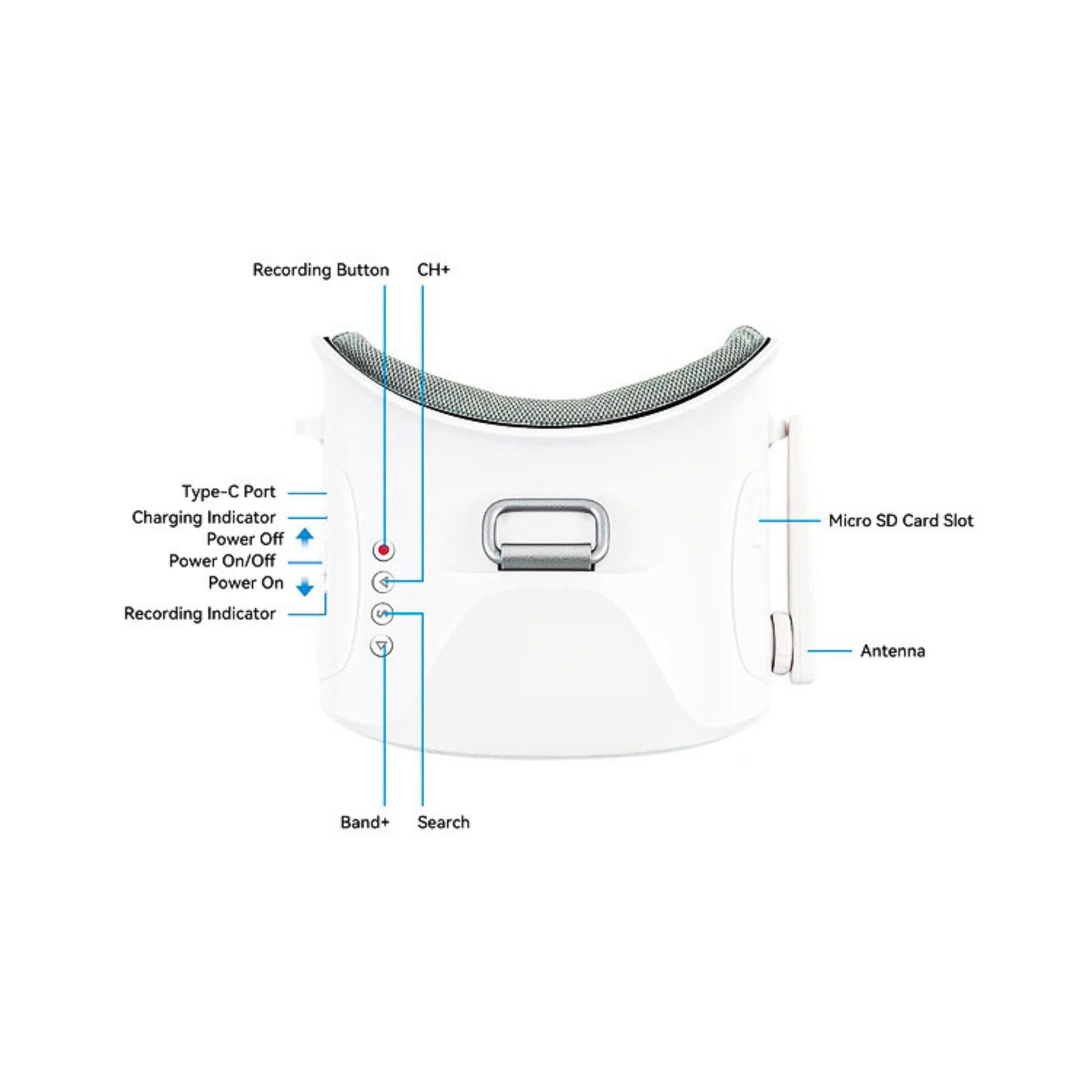 Dimension illustration of BetaFPV VR03 FPV goggles