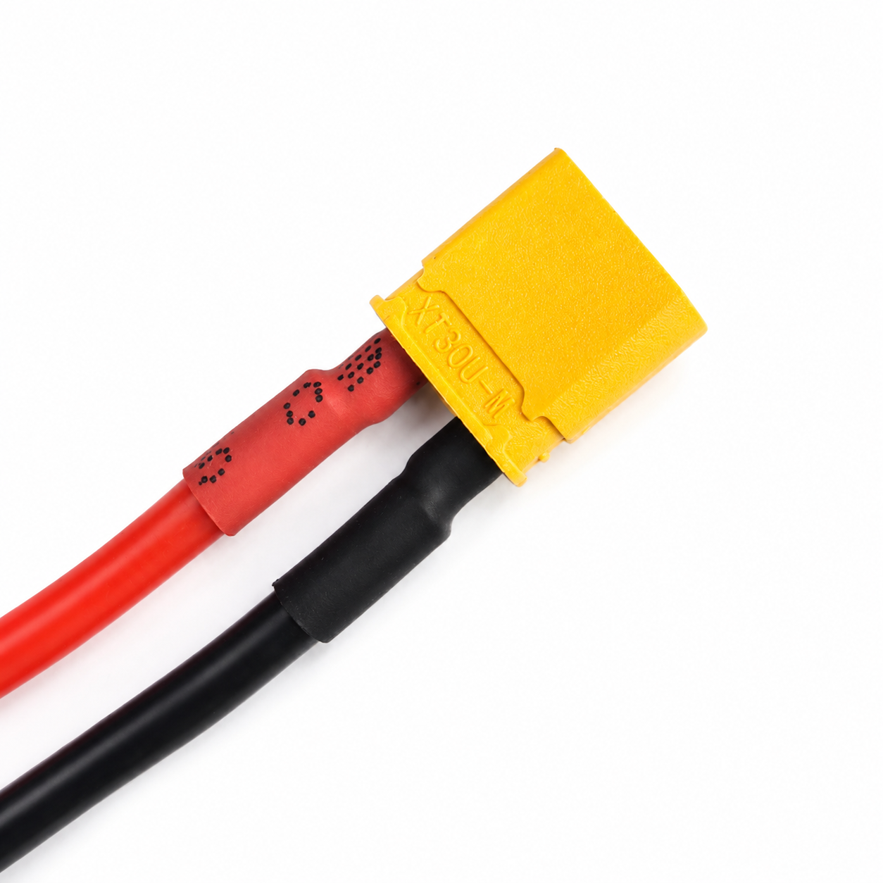 XT30 female power connector with 16AWG silicone wire close-up