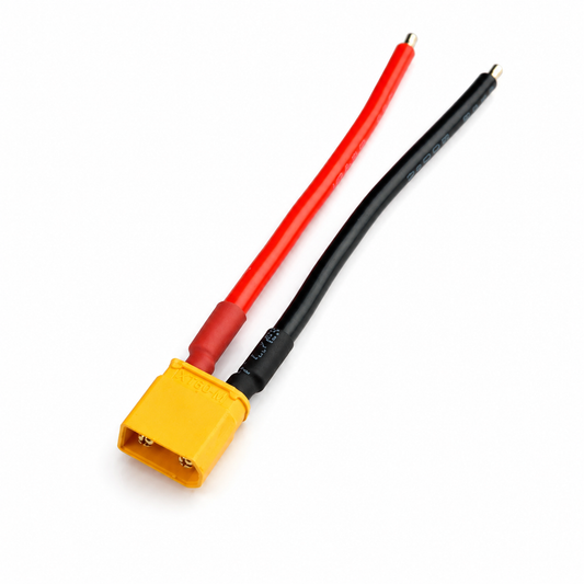 Front view of XT30 male connector for RC and FPV power connection