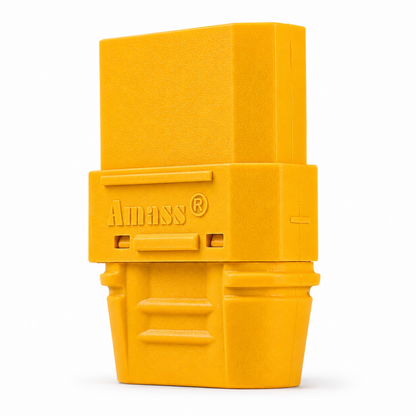 Amass XT90 female connector with removable housing cap.