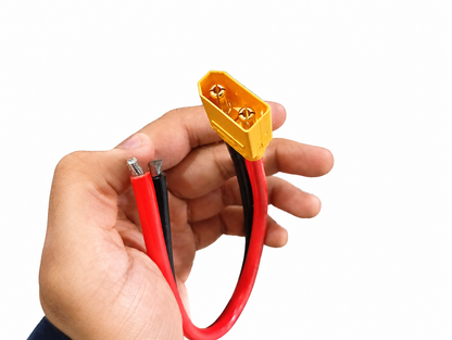 Close-up of XT90 Male Connector with 10AWG Silicone Wire