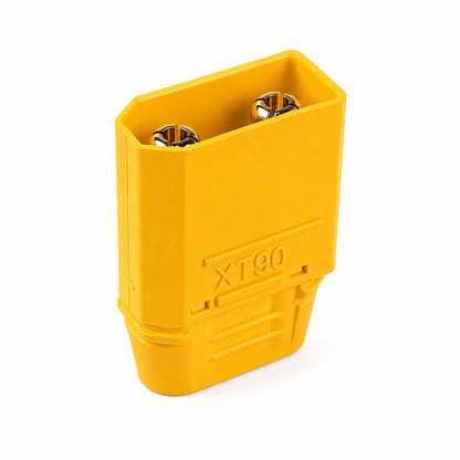 Side view of Amass XT90 male connector with nylon housing.