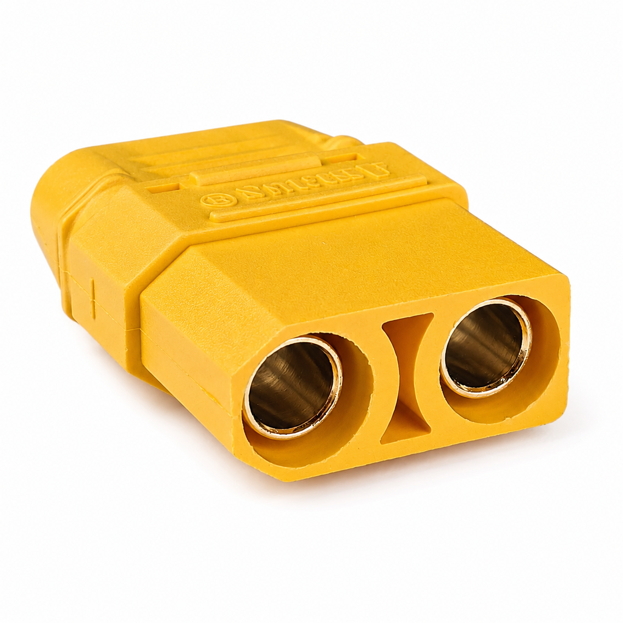 Side view of Amass XT90H-F.G.Y female battery connector.